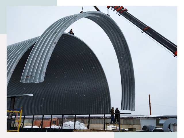 Полукруглые ангары в Нефтекамске